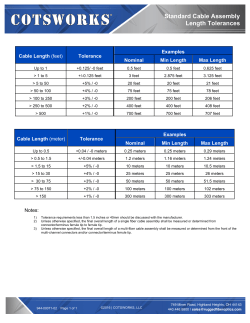 Standard Cable Assembly Length Tolerances