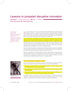 Lessons to jumpstart disruptive innovation