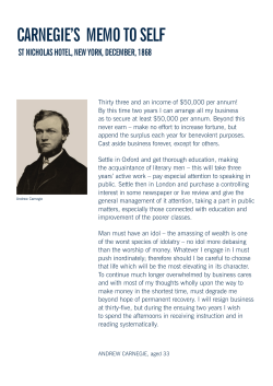 CARNEGIE`S MEMO TO SELF
