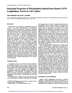 Functional Properties of Mitochondria Isolated