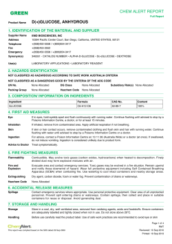 CHEM ALERT REPORT D(+)GLUCOSE, ANHYDROUS