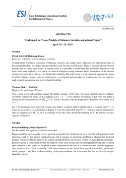 Abstracts - Erwin Schrödinger Institute