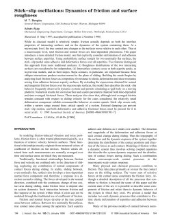 A Akay "Stick-slip oscillations - Dynamics of friction and surface