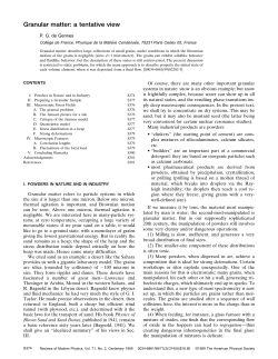 Granular matter: a tentative view - Laboratoire de Physique de la