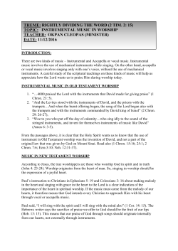 THEME: RIGHTLY DIVIDING THE WORD (2 TIM. 2: 15) TOPIC