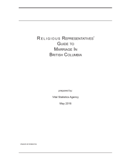 religious representatives` guide to marriage in british columbia