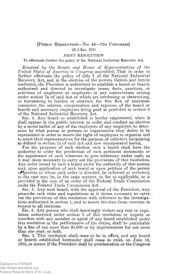 Joint Resolution to effectuate the National Industrial Recovery Act