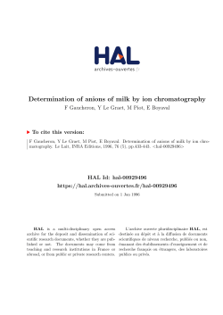 Determination of anions of milk by ion chromatography