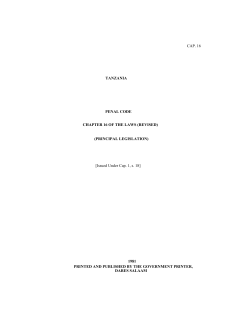 CAP. 16 TANZANIA PENAL CODE CHAPTER 16 OF THE LAWS