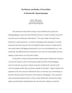 The Rhetoric and Reality of Class Politics in Machiavelli`s Istorie