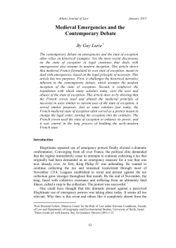 Medieval Emergencies and the Contemporary Debate