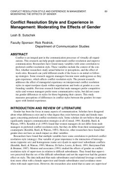 Conflict Resolution Style and Experience in Management