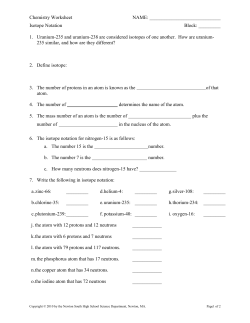 Isotope Notation Worksheet