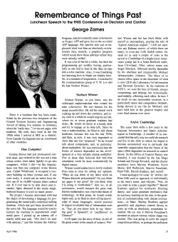 Remembrance of Things Past - IEEE Control Systems Society