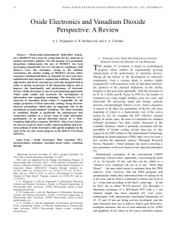 Oxide Electronics and Vanadium Dioxide Perspective: A Review