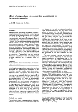 Effect of magnesium on coagulation as measured by