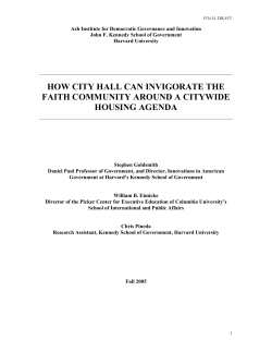 how city hall can invigorate the faith community around a citywide