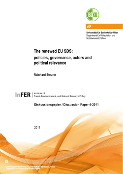 The renewed EU SDS: policies, governance, actors