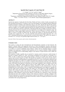 Specific Heat Capacity of Crude Palm Oil