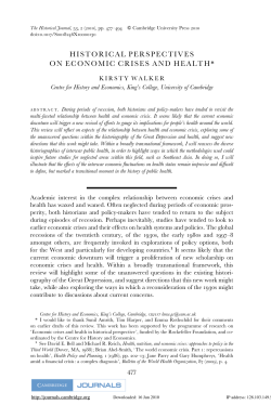 Historical perspectives on economic crises and Health. Th