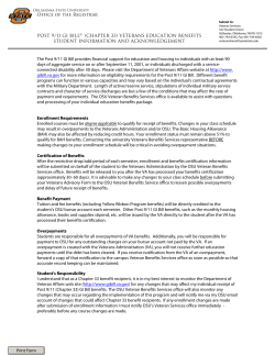 POST 9/11 GI BILL&reg; (Chapter 33) vETERANS