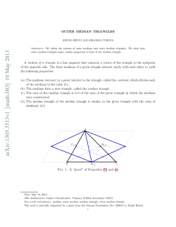Outer median triangles