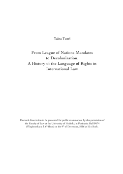 From League of Nations Mandates to Decolonization. A