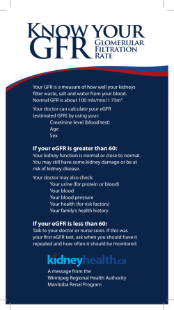Know Your GFR Glomerular Filtration Rate