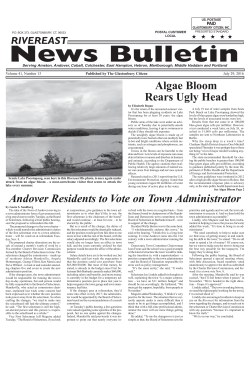 Algae Bloom Rears Ugly Head Andover Residents to Vote on Town