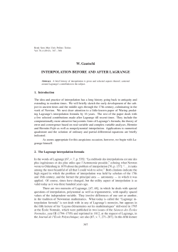 W. Gautschi INTERPOLATION BEFORE AND AFTER LAGRANGE