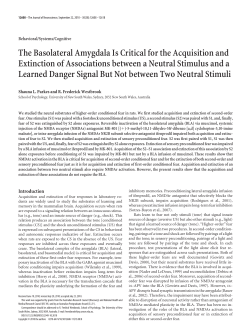 The Basolateral Amygdala Is Critical for the Acquisition and