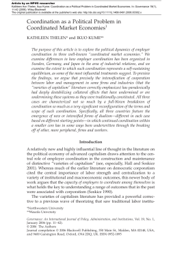 Coordination as a Political Problem in Coordinated Market Economies