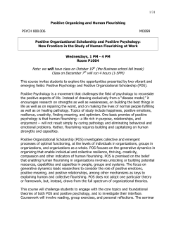 1/31 Positive Organizing and Human Flourishing PSYCH 808.006