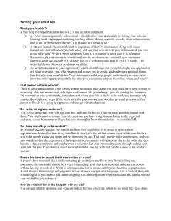 Tips on writing an artist bio