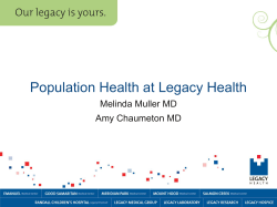 Population Health at Legacy Health