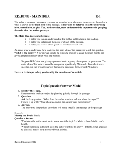 READING - MAIN IDEA R-1