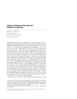 PUBLIC OPINION AND HILLARY RODHAM CLINTON BARRY C
