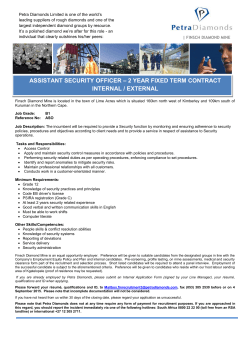 assistant security officer &ndash; 2 year fixed term