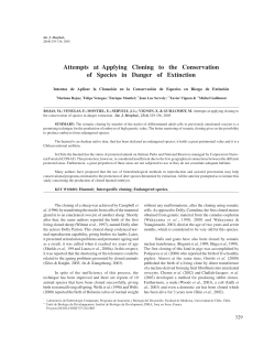 Attempts at Applying Cloning to the Conservation of Species in