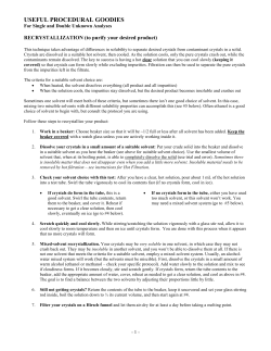 Useful Procedural Goodies - Recrystallization and Hot Filtration