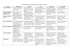 Evaluation Rubric for Written Summaries of Journal Articles Criteria