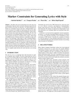 Markov Constraints for Generating Lyrics with Style