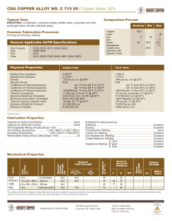 CDA COPPER ALLOY NO. C 715 00 / Copper Nickel, 30%