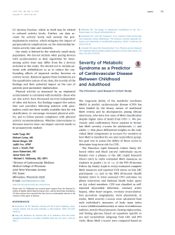 Severity of Metabolic Syndrome as a Predictor of Cardiovascular