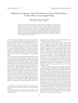 Depressive Symptoms Erode Self-Esteem in Severe Mental Illness