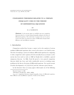 COMPARISON THEOREMS RELATED TO A CERTAIN