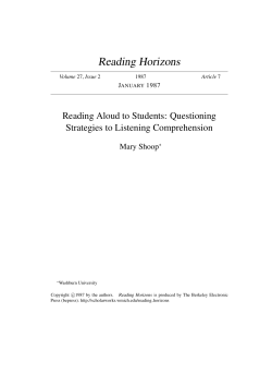 Reading Aloud to Students: Questioning Strategies to Listening