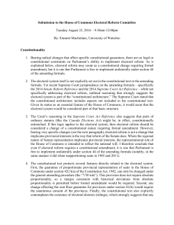 Submission to the House of Commons Electoral Reform Committee