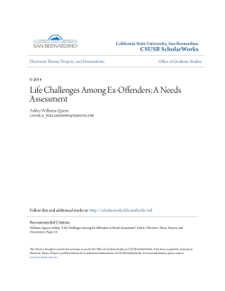 Life Challenges Among Ex-Offenders:A Needs Assessment