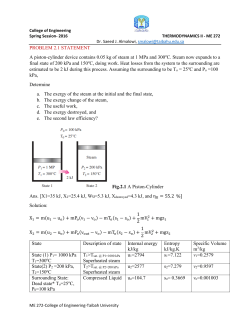 PROBLEM 2.1 STATEMENT A piston-cylinder device contains 0.05